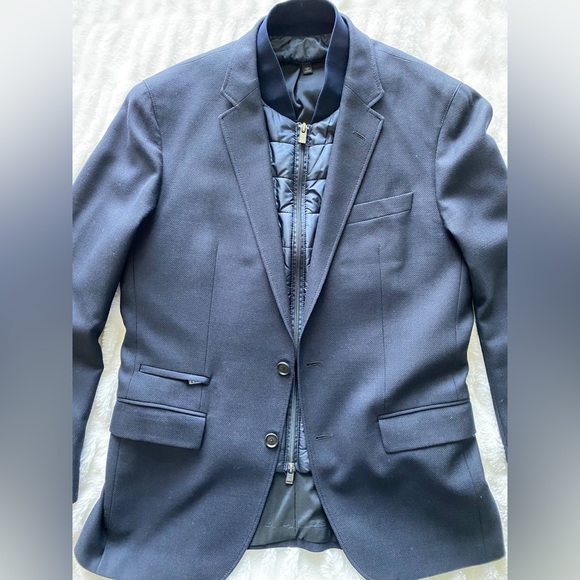 NWOT Hugo Boss Navy Down Filled SLIM-FIT JACKET WITH PADDED INNER BIB - Picture 3 of 14